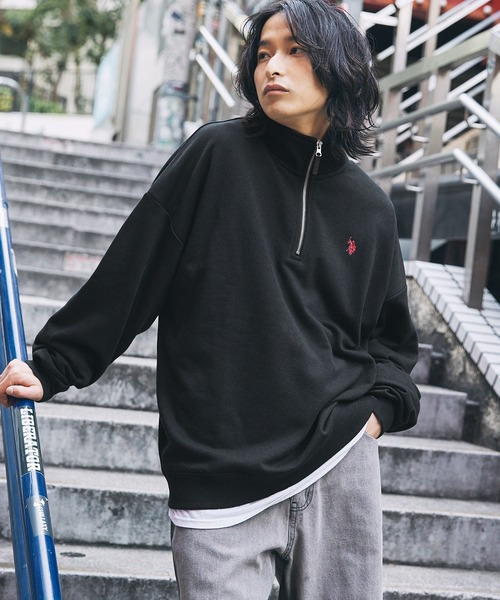 U.S. POLO ASSN.(ユーエスポロアッスン)の「U.S. POLO ASSN. 別注 ワンポイントロゴ刺繍スタンドネックスウェットハーフジップ ビッグシルエット(スウェット・メンズ・ブラック×グレー/ホワイト系/グレー系/ベージュ/アイボリー/ブラック/アッシュグレー・L/M/S)」の22枚目の写真