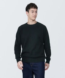 紳士　洗える畦編みクルーネックセーター