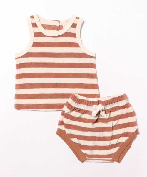 【セール】《Quincy Mae》TERRY TANK + SHORT SET | AMBER-STRIPE（その他ベビー用品）｜Quincy Mae（クインシーメイ）