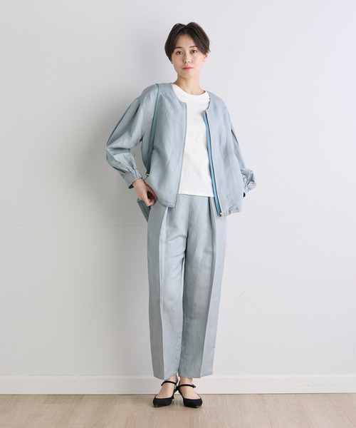 INED CLARO（イネドクラロ）の「イージーケアリネン ノーカラーブルゾン【セットアップ対応】（ブルゾン・レディース・グレー/ブルー・フリー）」の19枚目の写真