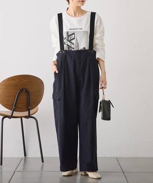 PUAL CE CIN（ピュアルセシン）の「サスペンダー付きカーゴパンツ（カーゴパンツ・レディース・ブラック/カーキ・FREE）」の11枚目の写真