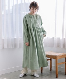 並びボタンギャザーワンピース