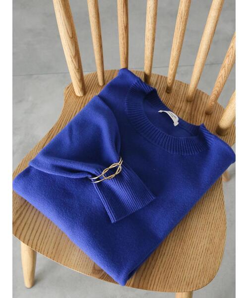 Te chichi TERRASSE(テチチテラス)の「総針クルーネックニット(ニット/セーター・レディース・オフホワイト/ブルー/オレンジ/ブラック・F)」の4枚目の写真