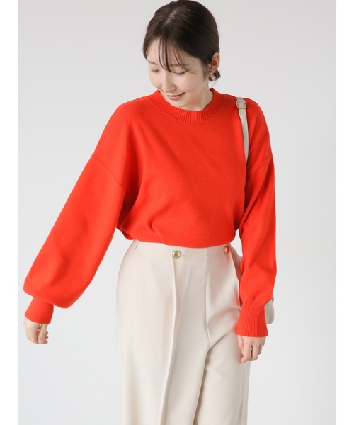 Te chichi TERRASSE(テチチテラス)の「総針クルーネックニット(ニット/セーター・レディース・オフホワイト/ブルー/オレンジ/ブラック・F)」の1枚目の写真