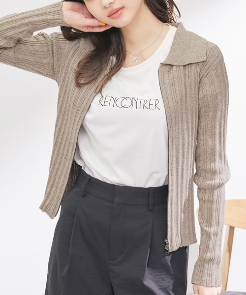 ROPE' PICNIC(ロペピクニック)の「【WEB限定】襟付きWジップカーディガン(ニット/セーター・レディース・ブラウン/ブラック系その他/ライトグリーン・38)」の21枚目の写真