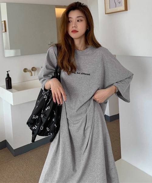 Miniministore(ミニミニストア)の「五分袖Tシャツワンピース バックプリント(ワンピース・レディース・ブラック/ホワイト/グレー・FREE)」の7枚目の写真
