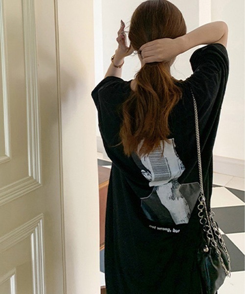Miniministore(ミニミニストア)の「五分袖Tシャツワンピース バックプリント(ワンピース・レディース・ブラック/ホワイト/グレー・FREE)」の13枚目の写真