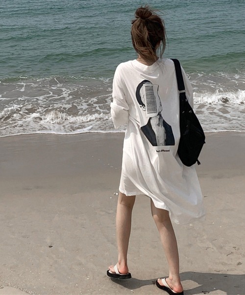 Miniministore(ミニミニストア)の「五分袖Tシャツワンピース バックプリント(ワンピース・レディース・ブラック/ホワイト/グレー・FREE)」の15枚目の写真