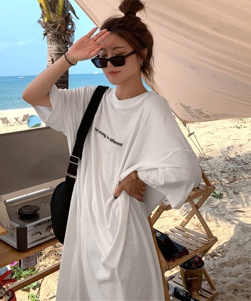 Miniministore(ミニミニストア)の「五分袖Tシャツワンピース バックプリント(ワンピース・レディース・ブラック/ホワイト/グレー・FREE)」の17枚目の写真