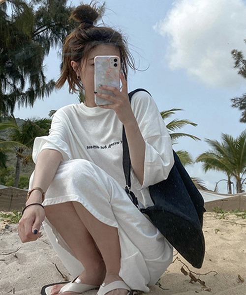 Miniministore(ミニミニストア)の「五分袖Tシャツワンピース バックプリント(ワンピース・レディース・ブラック/ホワイト/グレー・FREE)」の18枚目の写真
