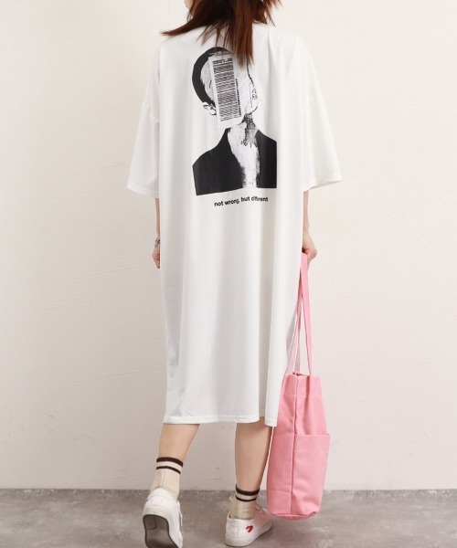 Miniministore(ミニミニストア)の「五分袖Tシャツワンピース バックプリント(ワンピース・レディース・ブラック/ホワイト/グレー・FREE)」の21枚目の写真