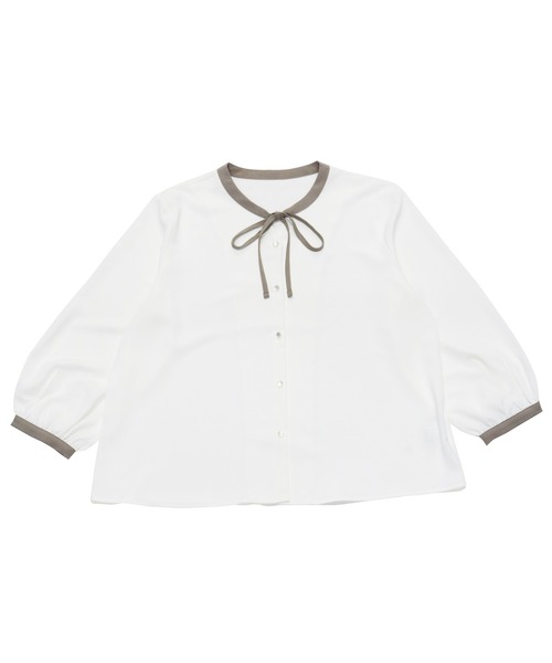 配色衿リボン 八分袖ブラウス（シャツ/ブラウス）｜TOKYO SHIRTS