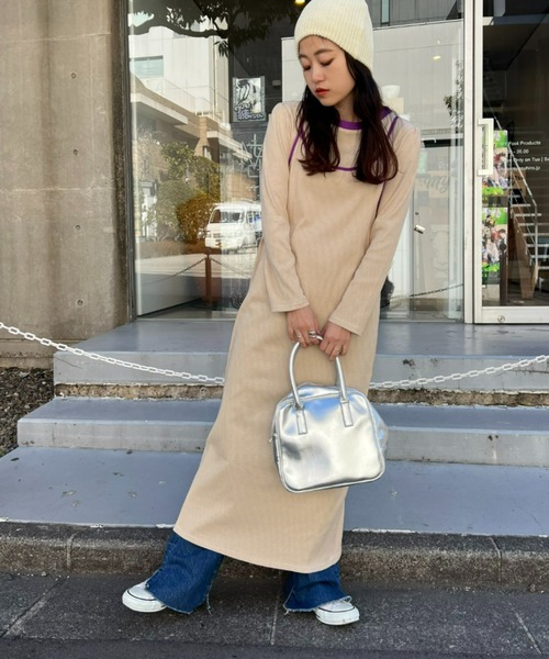 HELLO.SANFRANCISCO（ハローサンフランシスコ）の「【HELLO.SANFRANCISCO／ハローサンフランシスコ】ロンTEE付ボーダーワンピース（ワンピース・レディース・レッド/パープル/イエロー/ブラック・ONE SIZE）」の22枚目の写真