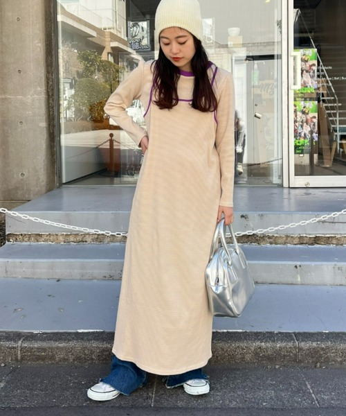 HELLO.SANFRANCISCO（ハローサンフランシスコ）の「【HELLO.SANFRANCISCO／ハローサンフランシスコ】ロンTEE付ボーダーワンピース（ワンピース・レディース・レッド/パープル/イエロー/ブラック・ONE SIZE）」の21枚目の写真