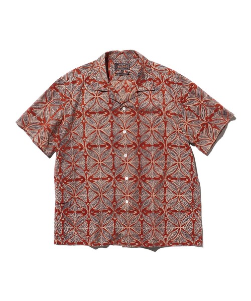 BEAMS PLUS（ビームスプラス）の「BEAMS PLUS / ブロックプリント ショートスリーブ オープンカラー シャツ（シャツ/ブラウス・メンズ・ブルー/カーキ/レッド系・S/M/L/XL）」の3枚目の写真