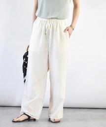 quaranciel:〈手洗い可能〉カットジャカード ジオメトリック ワイド パンツ