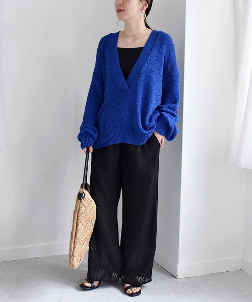 quaranciel(カランシエル)の「quaranciel:〈手洗い可能〉カットジャカード ジオメトリック ワイド パンツ(その他パンツ・レディース・ナチュラル/ブラック・ONE SIZE)」の18枚目の写真
