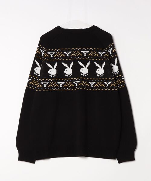PLAYBOY（プレイボーイ）の「PLAYBOY / プレイボーイ 80S PLAYBOY CREW SWEATER ジャガード クルーネックセーター（ニット/セーター・メンズ・ブラック/ホワイト・MEDIUM/LARGE）」の3枚目の写真