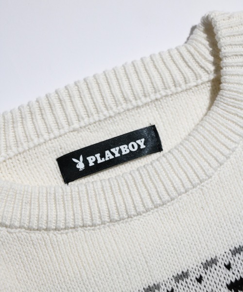 PLAYBOY（プレイボーイ）の「PLAYBOY / プレイボーイ 80S PLAYBOY CREW SWEATER ジャガード クルーネックセーター（ニット/セーター・メンズ・ブラック/ホワイト・MEDIUM/LARGE）」の7枚目の写真