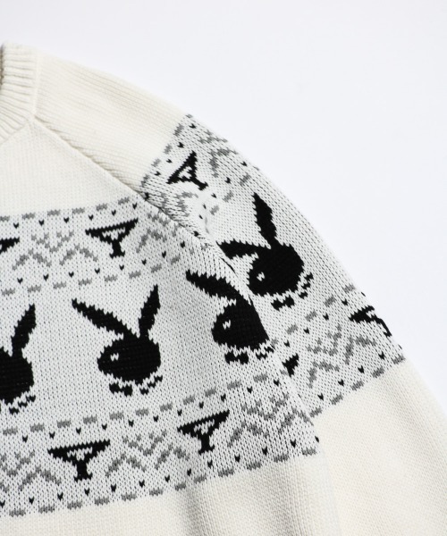 PLAYBOY（プレイボーイ）の「PLAYBOY / プレイボーイ 80S PLAYBOY CREW SWEATER ジャガード クルーネックセーター（ニット/セーター・メンズ・ブラック/ホワイト・MEDIUM/LARGE）」の8枚目の写真