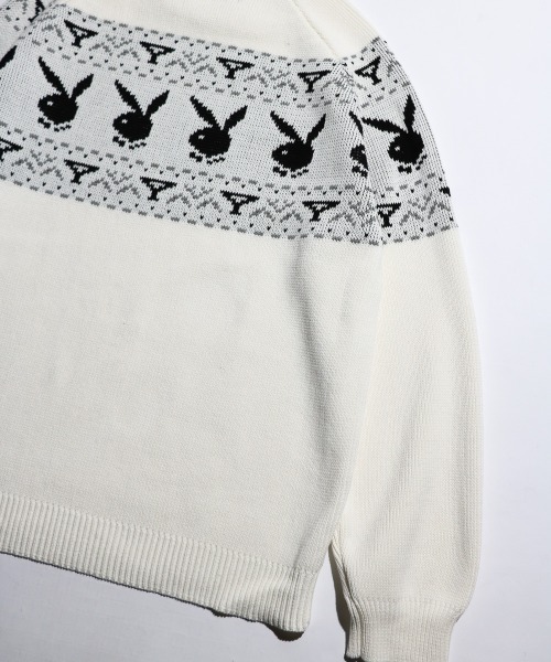 PLAYBOY（プレイボーイ）の「PLAYBOY / プレイボーイ 80S PLAYBOY CREW SWEATER ジャガード クルーネックセーター（ニット/セーター・メンズ・ブラック/ホワイト・MEDIUM/LARGE）」の13枚目の写真
