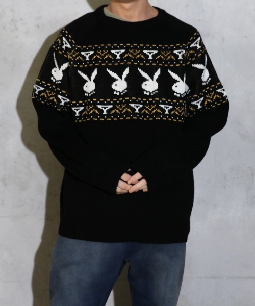 PLAYBOY（プレイボーイ）の「PLAYBOY / プレイボーイ 80S PLAYBOY CREW SWEATER ジャガード クルーネックセーター（ニット/セーター・メンズ・ブラック/ホワイト・MEDIUM/LARGE）」の14枚目の写真