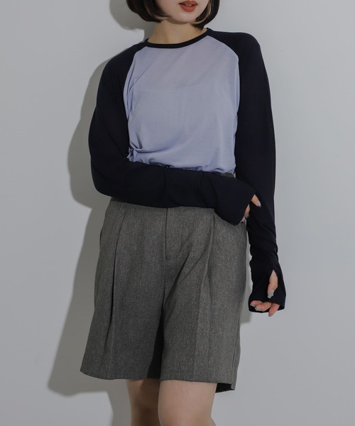 SENSE OF PLACE by URBAN RESEARCH（センスオブプレイスバイアーバンリサーチ）の「サムホールシアーラグランTシャツ（Tシャツ/カットソー・レディース・ブラック系その他/グレー系その他/ブルー系その他・ONE）」の3枚目の写真