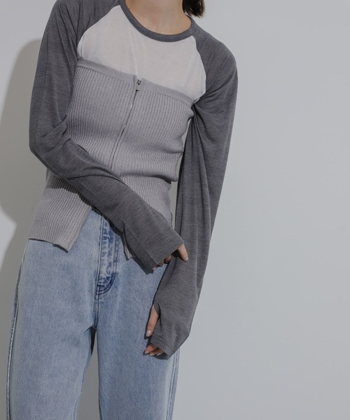 SENSE OF PLACE by URBAN RESEARCH（センスオブプレイスバイアーバンリサーチ）の「サムホールシアーラグランTシャツ（Tシャツ/カットソー・レディース・ブラック系その他/グレー系その他/ブルー系その他・ONE）」の4枚目の写真