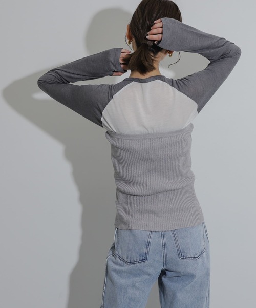 SENSE OF PLACE by URBAN RESEARCH（センスオブプレイスバイアーバンリサーチ）の「サムホールシアーラグランTシャツ（Tシャツ/カットソー・レディース・ブラック系その他/グレー系その他/ブルー系その他・ONE）」の5枚目の写真