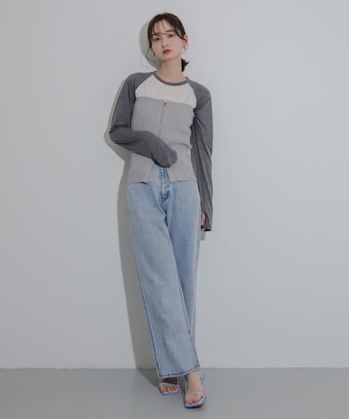 SENSE OF PLACE by URBAN RESEARCH（センスオブプレイスバイアーバンリサーチ）の「サムホールシアーラグランTシャツ（Tシャツ/カットソー・レディース・ブラック系その他/グレー系その他/ブルー系その他・ONE）」の6枚目の写真