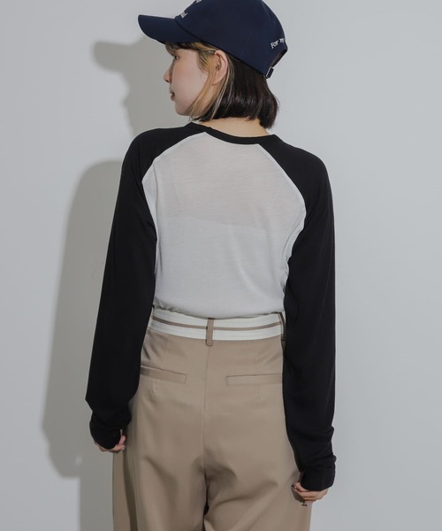 SENSE OF PLACE by URBAN RESEARCH（センスオブプレイスバイアーバンリサーチ）の「サムホールシアーラグランTシャツ（Tシャツ/カットソー・レディース・ブラック系その他/グレー系その他/ブルー系その他・ONE）」の12枚目の写真