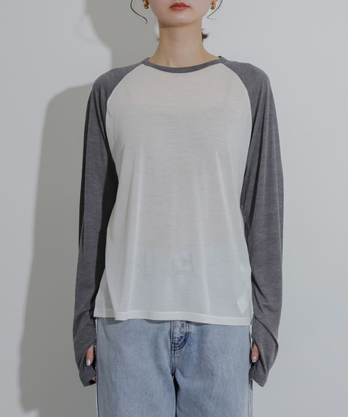 SENSE OF PLACE by URBAN RESEARCH（センスオブプレイスバイアーバンリサーチ）の「サムホールシアーラグランTシャツ（Tシャツ/カットソー・レディース・ブラック系その他/グレー系その他/ブルー系その他・ONE）」の19枚目の写真