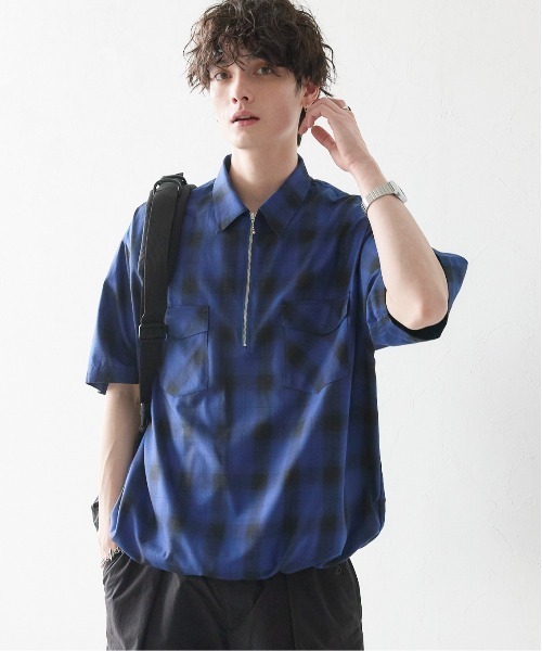 60s Sport Wear ombre check オンブレチェックギャバジン mesh ombre check shirt – YZ