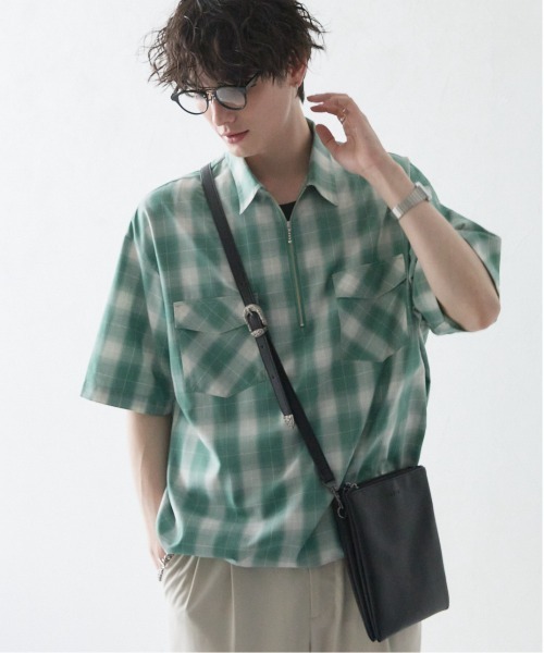 セール】OMBRE CHECK HALF ZIP SHIRTS/オンブレチェック/ハーフ