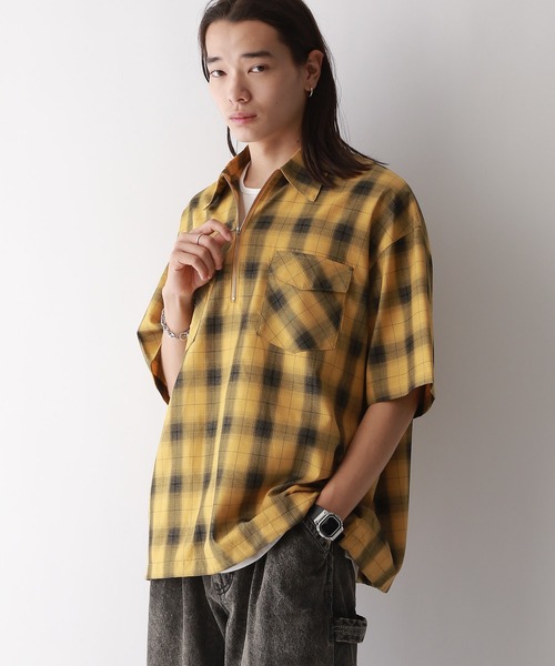 PGG ブラック ハーフジップシャツ HALF ZIP LONG SLEEVE SHIRT（ハーフジップロングスリーブシャツ