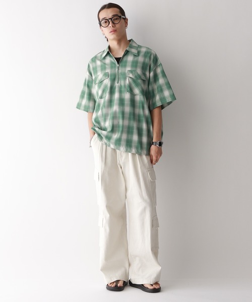 RAGEBLUE（レイジブルー）の「OMBRE CHECK HALF ZIP SHIRTS