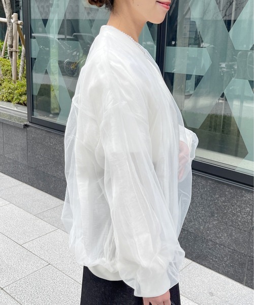 Meli rich（メリーリッチ）の「シアーチュールコンビジップブルゾン（ブルゾン・レディース・ブラック/オフホワイト・FREE）」の10枚目の写真