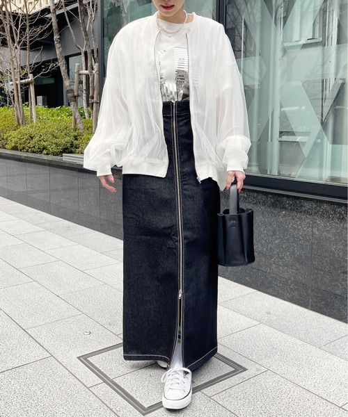 Meli rich（メリーリッチ）の「シアーチュールコンビジップブルゾン（ブルゾン・レディース・ブラック/オフホワイト・FREE）」の14枚目の写真