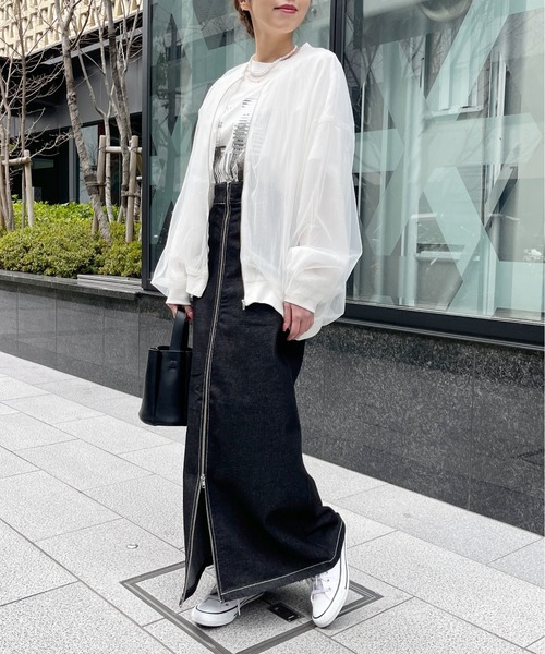 Meli rich（メリーリッチ）の「シアーチュールコンビジップブルゾン（ブルゾン・レディース・ブラック/オフホワイト・FREE）」の15枚目の写真