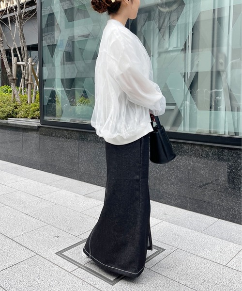 Meli rich（メリーリッチ）の「シアーチュールコンビジップブルゾン（ブルゾン・レディース・ブラック/オフホワイト・FREE）」の18枚目の写真