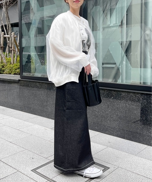 Meli rich（メリーリッチ）の「シアーチュールコンビジップブルゾン（ブルゾン・レディース・ブラック/オフホワイト・FREE）」の19枚目の写真