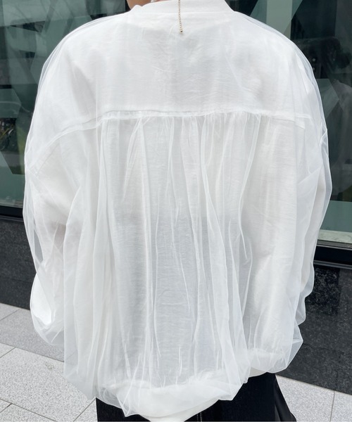 Meli rich（メリーリッチ）の「シアーチュールコンビジップブルゾン（ブルゾン・レディース・ブラック/オフホワイト・FREE）」の21枚目の写真