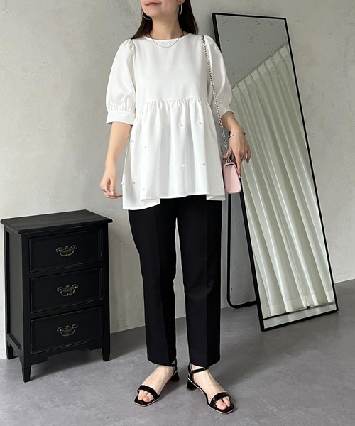 prose verse（プロズヴェール）の「バックリボンパールペプラムブラウス（シャツ/ブラウス・レディース・オフホワイト/ブラック・ﾌﾘ-）」の11枚目の写真