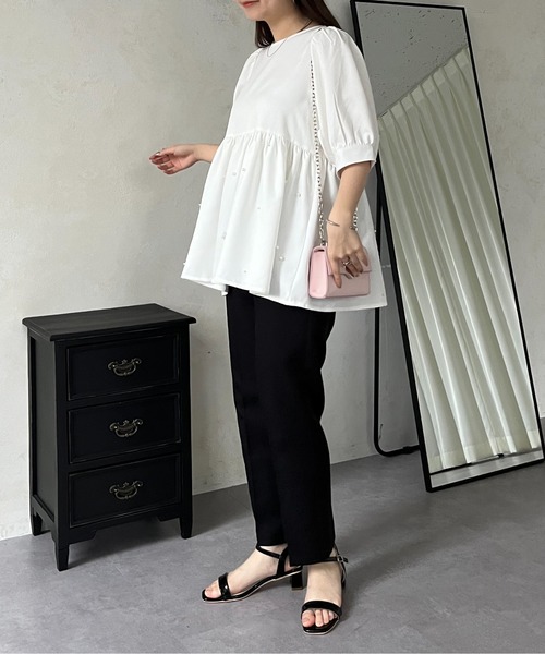 prose verse（プロズヴェール）の「バックリボンパールペプラムブラウス（シャツ/ブラウス・レディース・オフホワイト/ブラック・ﾌﾘ-）」の12枚目の写真