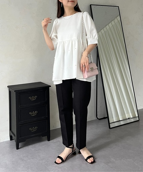 prose verse（プロズヴェール）の「バックリボンパールペプラムブラウス（シャツ/ブラウス・レディース・オフホワイト/ブラック・ﾌﾘ-）」の16枚目の写真