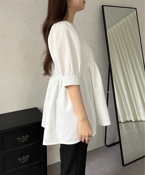 prose verse（プロズヴェール）の「バックリボンパールペプラムブラウス（シャツ/ブラウス・レディース・オフホワイト/ブラック・ﾌﾘ-）」の18枚目の写真