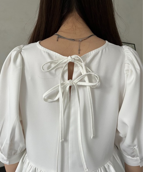 prose verse（プロズヴェール）の「バックリボンパールペプラムブラウス（シャツ/ブラウス・レディース・オフホワイト/ブラック・ﾌﾘ-）」の20枚目の写真