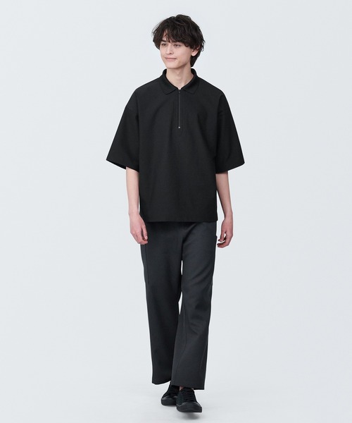 無印良品（ムジルシリョウヒン）の「ＵＶカット乾きやすい鹿の子ジップアップポロシャツ（ポロシャツ・メンズ・ブラック/オフホワイト/ブラウン・XS/S/M/L/XL）」の5枚目の写真