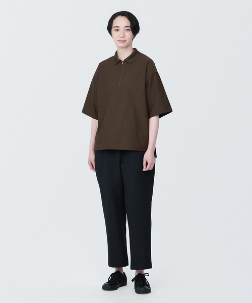 無印良品（ムジルシリョウヒン）の「ＵＶカット乾きやすい鹿の子ジップアップポロシャツ（ポロシャツ・メンズ・ブラック/オフホワイト/ブラウン・XS/S/M/L/XL）」の10枚目の写真