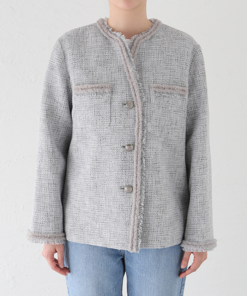 VERMEIL ブッチャーツイードフリンジジャケット 楽天市場】【SALE／30%OFF】ブッチャーツイードフリンジ